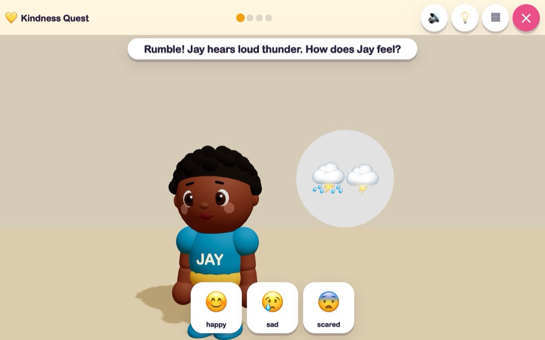 Jay looking worried during a thunderstorm