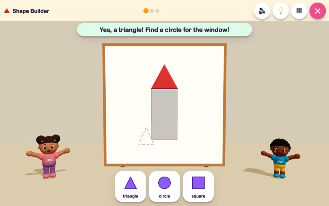 Building a car from shapes on an easel